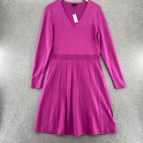 Talbots Dress Womens Small Purple Sweater Fit & Flare Long Sleeves V Neck NWT - Picture 1 of 10